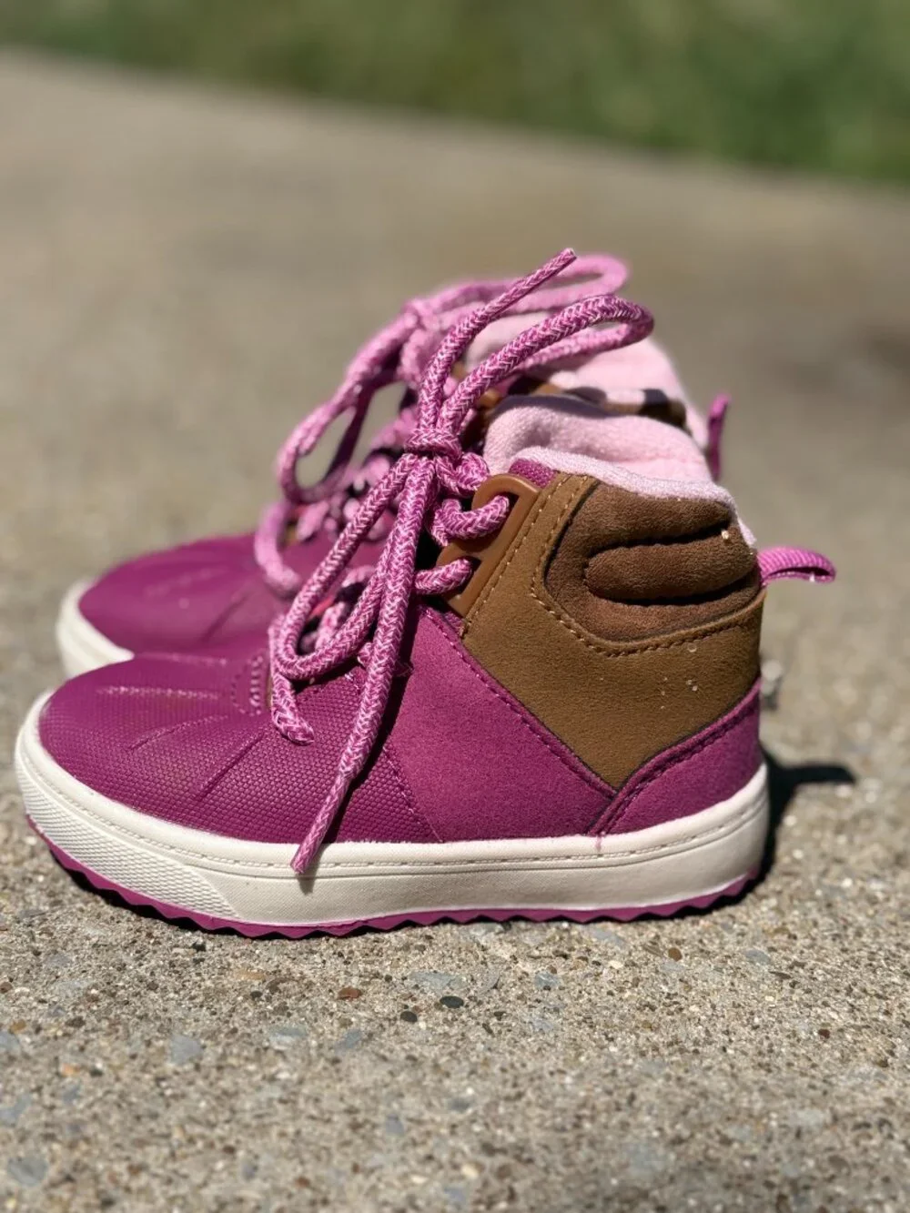OshKosh Wistman Girls 5M Pink Brown High Top Boots Mini Gorpcore Hikers Y2K4137